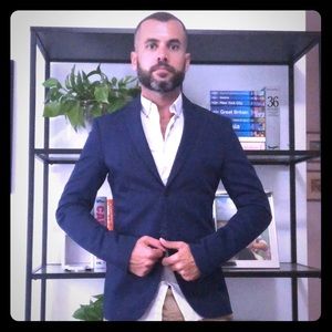 H&M light, dark blue suit jacket